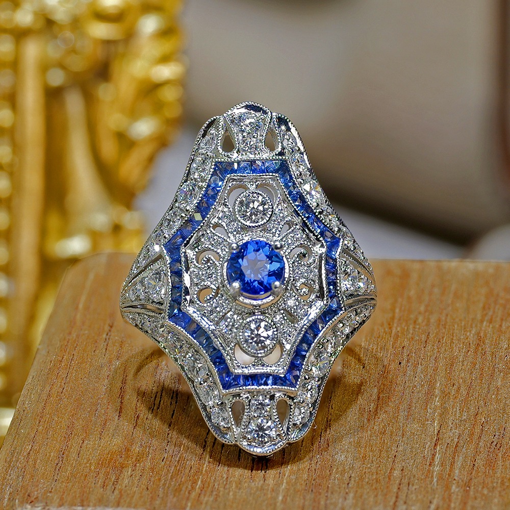 Sapphire Shield Ring