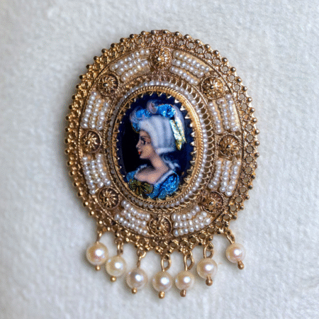 Enameled Lady Brooch/Pendant