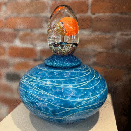 Pacific Coast Sapphire Lidded Glass Vessel