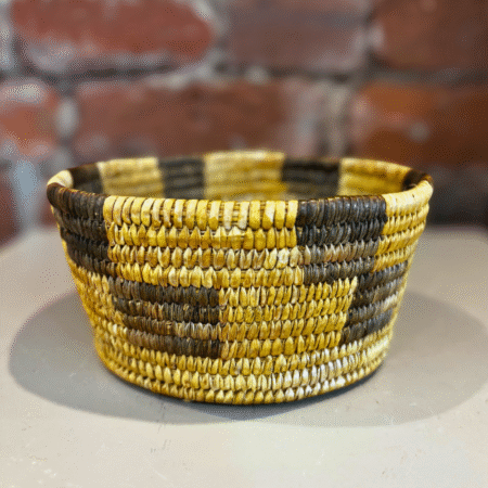 Hand Woven Basket with Checkered Pattern