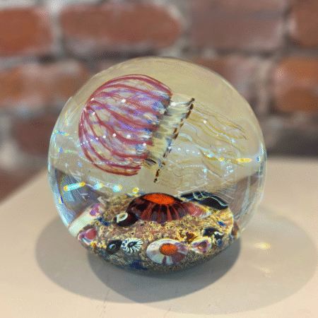 Gold Ruby Jellyfish Paperweight