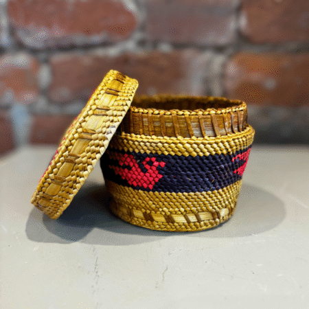 Native American Woven Lidded Trinket Basket