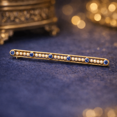 Pearl & Sapphire Brooch
