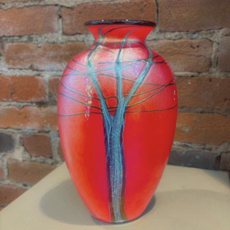 Red Wisteria Flask Vase