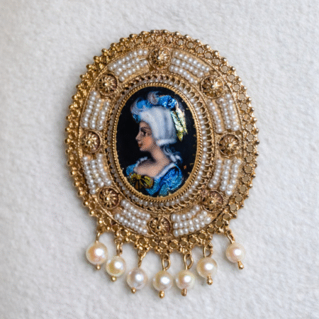 Enameled Lady Brooch/Pendant