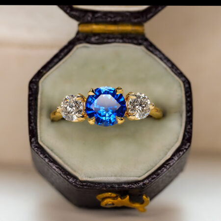 Three Stone Sapphire & Diamond Ring