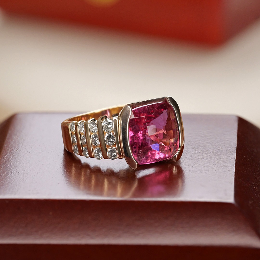 Pink Tourmaline Two-Tone Ring