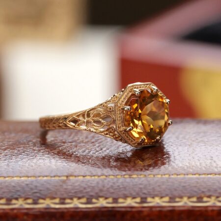 Citrine Milgrain Ring