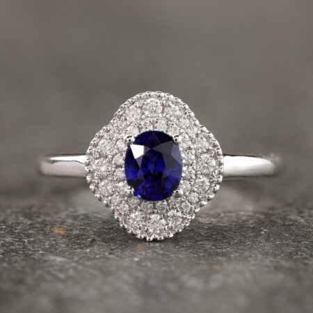 Sapphire & Diamond Halo Ring