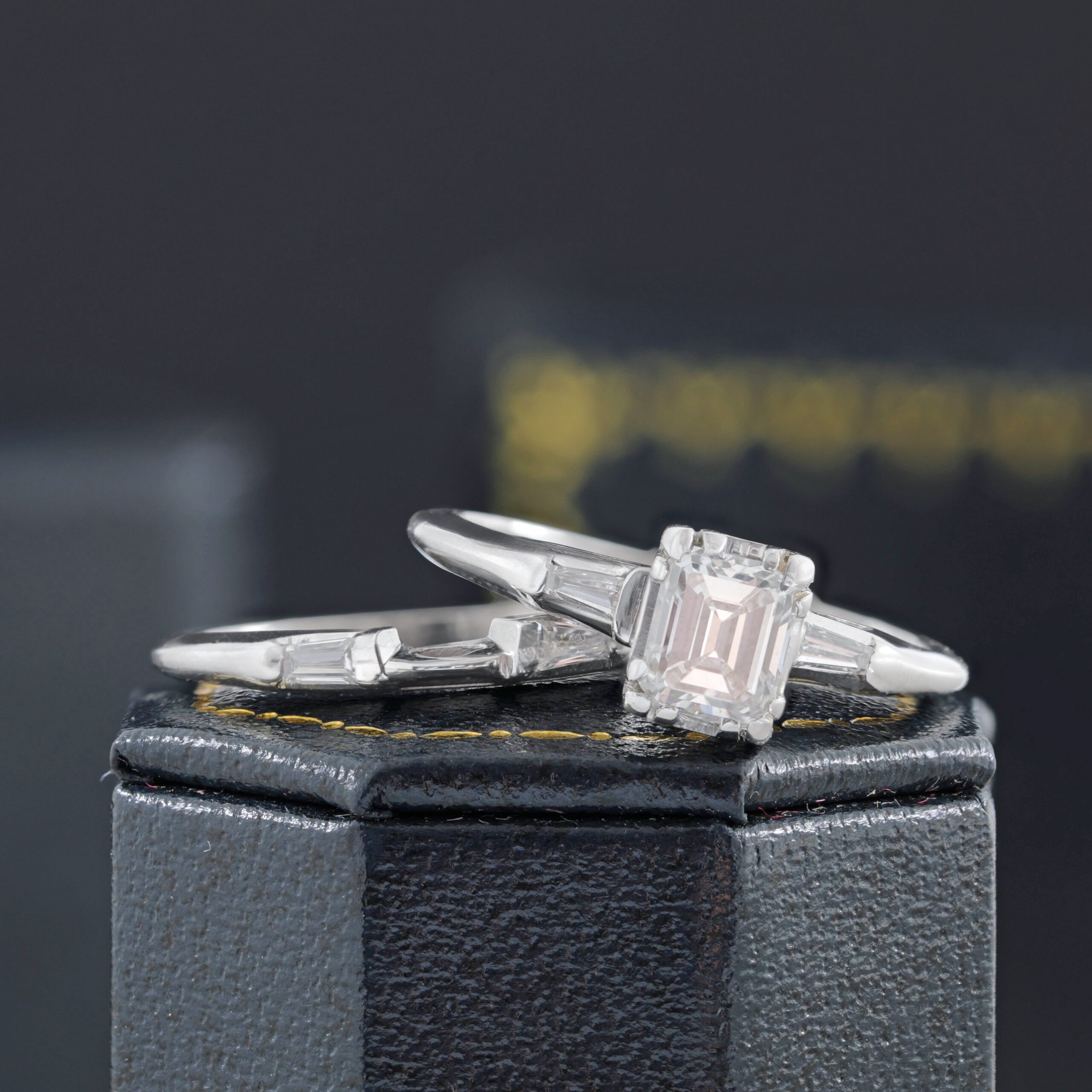 Emerald Cut Diamond Wedding Set