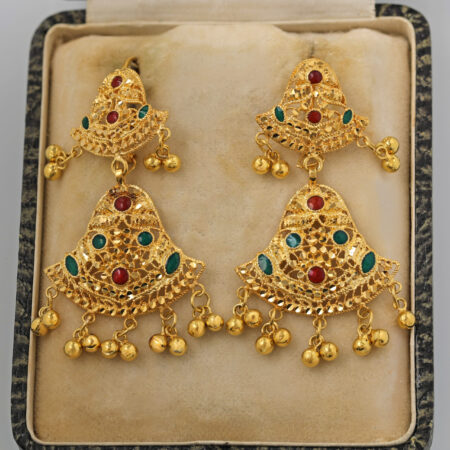 Enameled Filigree Chandelier Earrings